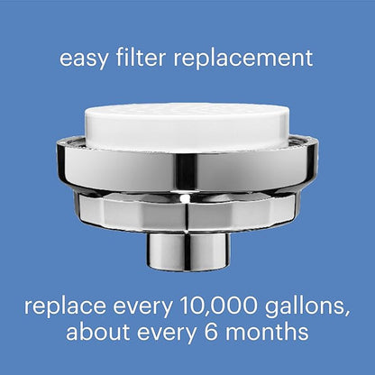 Brondell Shower Filter VivaSpring, Compact Polished Chrome – High Output, 100% High-Purity KDF Filtration, With FF-30 Filter Cartridge, Filtered Shower Water for Healthier Skin & Hair