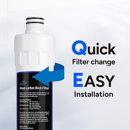 Pureal Under Sink Post-Carbon Block Water Filter Replacement Cartridge, Reduces Chlorine, VOCs, THM & Rust, Final Polishing Improves Taste & Odor, Tool-Free Quick Twist, Made in Korea (PPF-1103)