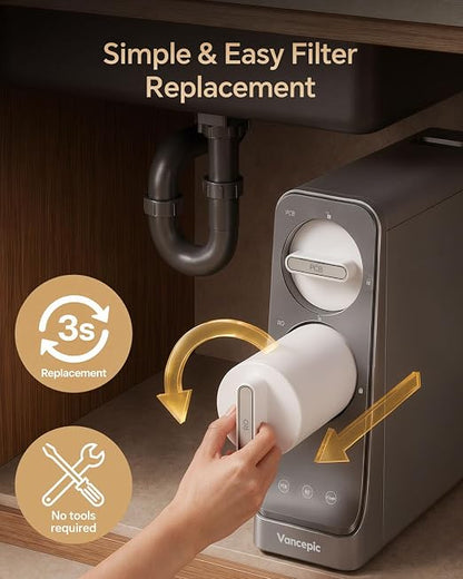 Vancepic RO Reverse Osmosis Filter Replacement for QR600 Under Sink Water Filter System, 0.0001 Micron, 24 Months Filter Life, 1 Pack