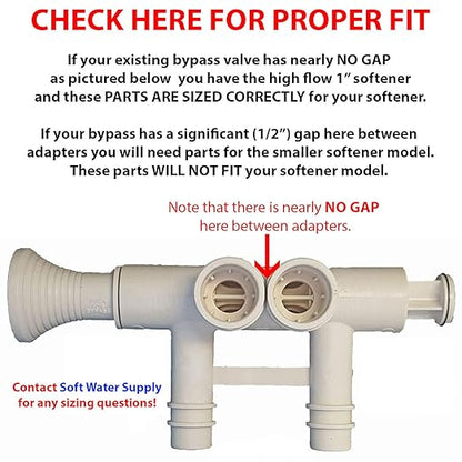 7342704 - Installation Adapters for High Flow Water Softeners - Bundle with Adapters, Clips, O-rings and Silicone