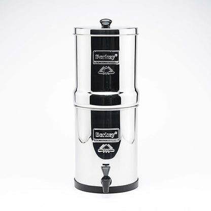 Travel Berkey Gravity-Fed Water Filter with 2 Black Berkey Elements + 2 Berkey PF-2 Fluoride and Arsenic Reduction Elements—Use at Home or Outdoors