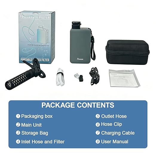 Portable Electric Water Filter Pump, 0.01 Micron Outdoor Camping Water Purifier, Water Filtration System Survival for Hiking, Camping, Travel and Emergency, Best Gifts for Men.