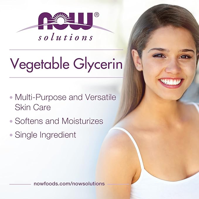 NOW Solutions, Vegetable Glycerin, 100% Pure, Versatile Skin Care, Softening and Moisturizing, 4-Ounce