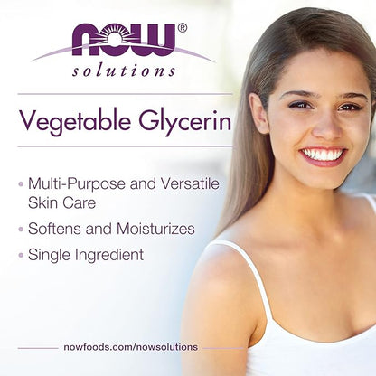 NOW Solutions, Vegetable Glycerin, 100% Pure, Versatile Skin Care, Softening and Moisturizing, 4-Ounce