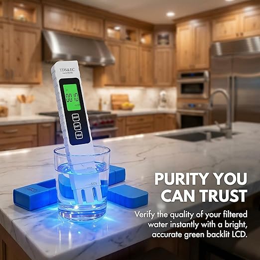 TDS Meter Digital Water Tester 4 in 1 TDS EC & Temperature(°C,°F) Meter, 0-9999 ppm Meter, Portable Large Display Water Testing Kits for Drinking Water Hydroponics Aquarium, RO/DI System