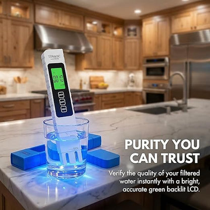 TDS Meter Digital Water Tester 4 in 1 TDS EC & Temperature(°C,°F) Meter, 0-9999 ppm Meter, Portable Large Display Water Testing Kits for Drinking Water Hydroponics Aquarium, RO/DI System