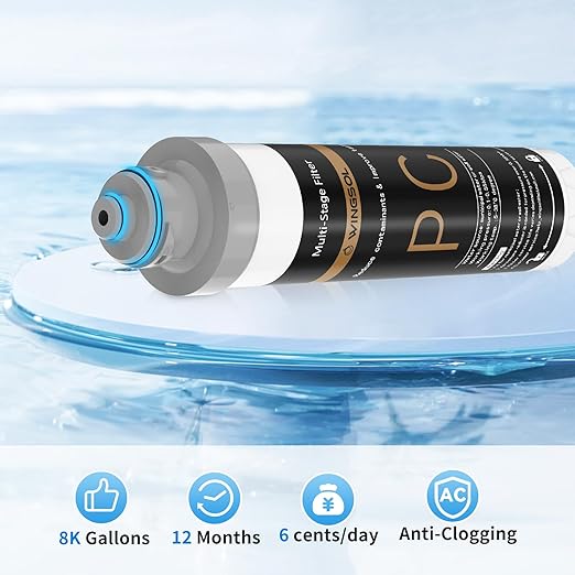 WINGSOL Water Filter for Sink Faucet, Anti-Clogged, NSF/ANSI 42&53 Long-Lasting Pleated Filter Reduce PFAS/Lead/Chlorine/Odor/Sediment, Quick Change EZ Install Slim Under Sink Water Filtration System