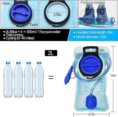 Mdvora 1.5L/2L/2.5L/3L Hydration Bladder, Large Opening Water Storage Bladder Bag, for Cycling Hiking Camping
