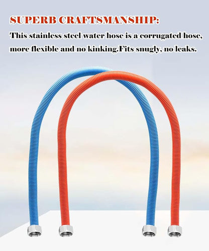 36 inch Flexible Stainless Steel Corrugated Water Heater Hose | 3/4" FIP x 3/4" FIP Water Heater Supply Lines Fit For Water Softener Hot &Cold Water Hose
