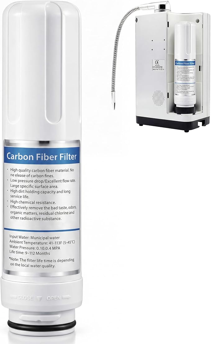 1 Pcs Replacement Internal Active Carbon Water Filter Compatible with Alkadrops pH3.5-10.5 Alkaline Ionizer, NSF Certificated, Purify Water Quality & Improve Taste for Household Daily Use