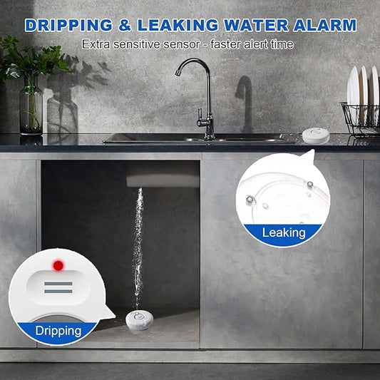 WiFi Water Leak Detectors 5 Pack, 120dB Adjustable Loud Water Leak Sensor, Wireless Wi-Fi Water Leak & Drip Alarm, App Alerts, 5 Water Alarm Sensors & 1 Hub for Home Kitchen, Bathroom, Sink, Laundry