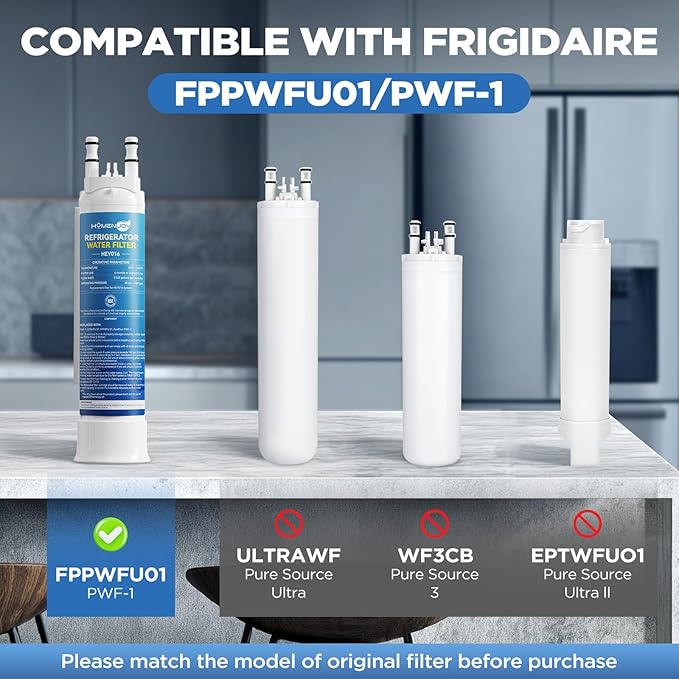 FPPWFU01 Water Filter Replacement For Frigidaire PurePour FPPWFU01 PWF-1, Electrolux EPPWFU01 Water Filter with 2nd Generation Filter Core, 1 Pack