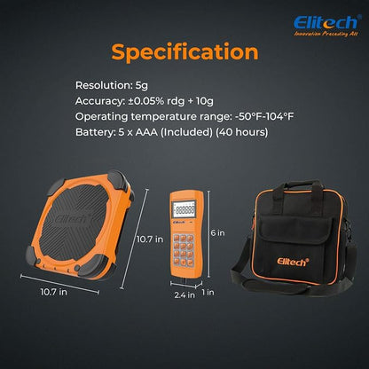 Elitech Wired Refrigerant Scale LMC-200 220 lbs and Charging Valve