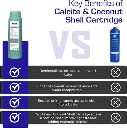 Crystal Quest Calcite & Coconut Shell GAC Water Filter Cartridge – pH Balancing, Dual-Stage Filtration, Removes Impurities, Enhances Taste – Fits Countertop & Inline Systems 4-5/8” x 20”
