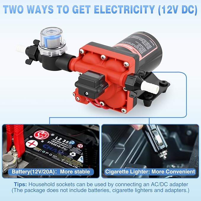 Nilight RV Water Pump, 12v Water Pump 3.0 GPM 55 PSI with Pressure Switch and Strainer Heavy Duty Diaphragm Pump 12 Volt DC Upgrade Self-Priming Low Noice for RV Camper Marine Yacht Caravan Trailer