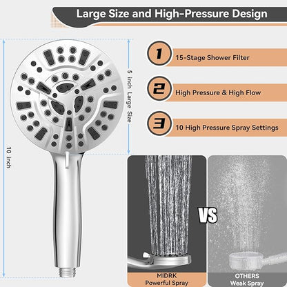 2 Pack Shower Filter Cartridge, JNILE 15 Stage Replacement Shower Filter for Hard Water, High Output Universal Replacement Filter Cartridge, Remove Chlorine Heavy Metals and Sediments