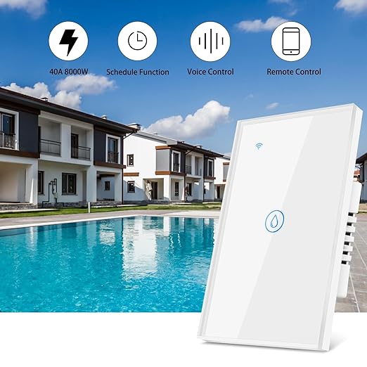 40 Amp Smart Water Heater Switch,8000W, 100/240V, Wi-Fi Compatible with Alexa and Google Home, White
