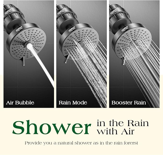 Filtered Shower Head COMBO – for Healthier Skin & Hair | 3 Mode High Pressure Shower Heads with 25-Stage Filtration | Removes 99.947% Chlorine & Heavy Metals | Shower Head with Filters - Black