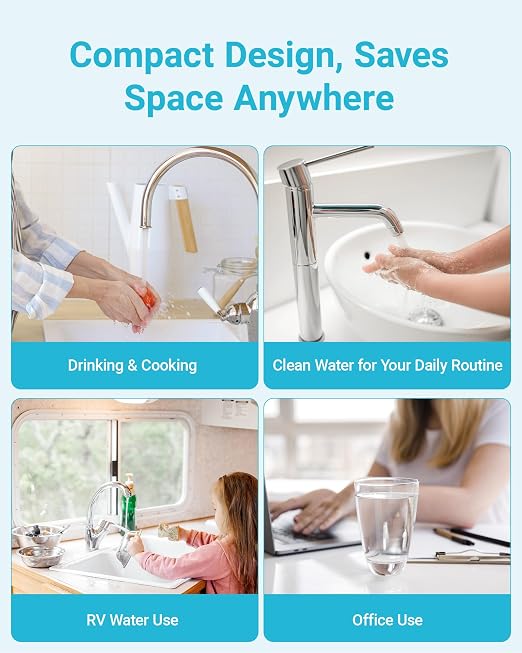 AQUA CREST UP16 Under Sink Water Filter System, Reduces up to 99.52% Chlorine, Bad Taste & Odor, Under Counter Water Filter Direct Connect to Kitchen Faucet, 11K Gallons