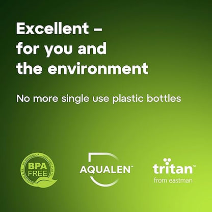 AQUAPHOR City Water Filter Bottle 500 ml | Portable Filtered Water Bottle with Integrated Water Purifier | BPA-Free | Reusable Bottle with Water Filter for Camping, Travel & Outdoor Use | Green