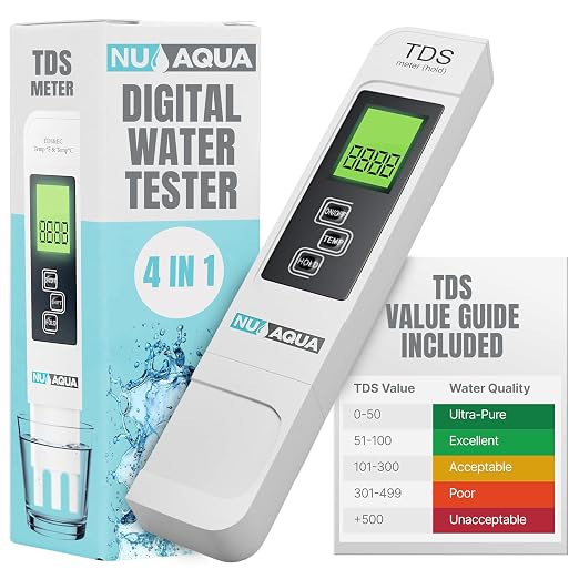 NU Aqua Digital Water Tester for Drinking Water - Instant 4-in-1 TDS Testing EC, and Temp - Perfect for RO Systems, Aquariums, Hydroponics and Pools
