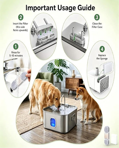 12 Pack Dog Water Fountain Filters Replacement Compatible with Zuqqony DYSJ01 12L MAILOFY WF120 WF160 FIYOVA Stainless Steel Automatic Pet Dispenser, 5-Layer Water Softener Carbon Filter, 6-Month Set