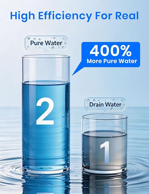 600 GPD Tankless Reverse Osmosis System, 7-Stage Under-Sink Water Filter, TDS Dispaly and Filter Life Reminder, 2:1 Pure-to-Drain, Plug-in for Home, Kitchen, and RV