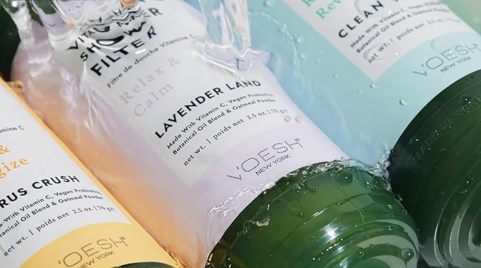 VOESH Vitamin C Shower Filter, Citrus Crush, Shower Aromatherapy, Water Purifier, Water Softener, Vegan Probiotics, Spa Shower Head, Water Filter, Shower Self-Care