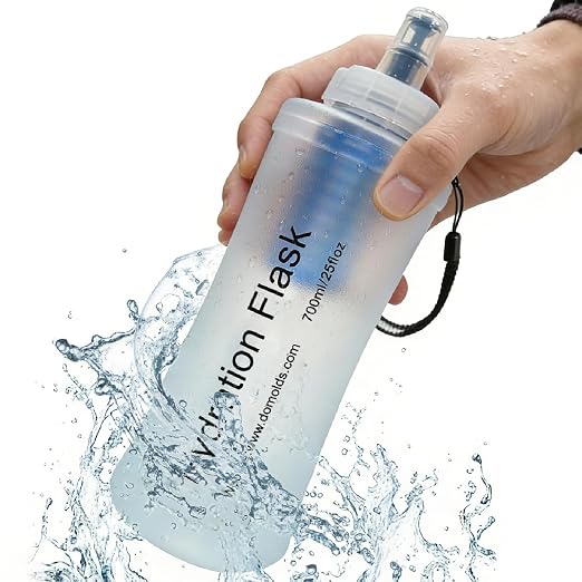 AXEN Collapsible Water Bottle with Filter System, Soft Hydration Flask for Trail Running, Camping, Hiking, Cycling, 700ml Clear