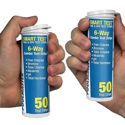 Poolmaster Smart Test 6-Way Swimming Pool and Spa Water Chemistry Test Strips, Made in The USA, 2 Pack,Blue