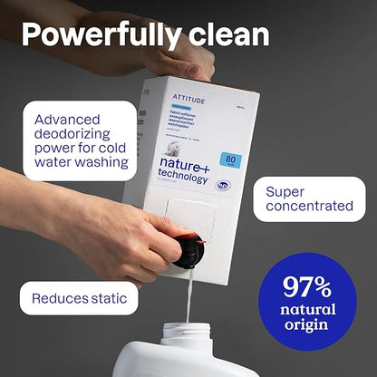 ATTITUDE Liquid Fabric Softener,Plant-Based & Vegan,HE Compatible,Naturally Derived,Wildflowers Scent,80 Loads,67.6 Fl Oz,(Pack of 2)