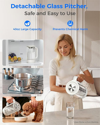 Waterdrop M6SL Mineral Reverse Osmosis Water Filter Countertop, Room-Temp | Certified to NSF/ANSI 58 & NSF/ANSI/CAN 372, 8-Stage Reverse Osmosis System, 3:1 Pure to Drain, Glass Pitcher, BPA-Free