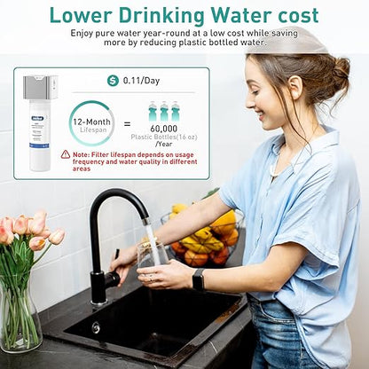 Under Sink Water Filter, NSF/ANSI 42 & 372 Certified, 1 Years or 10000 Gallons Ultra, Removes Heavy Metals, Chlorine,Bad Taste & Odor, Direct Connect Undersink Water Filtration System