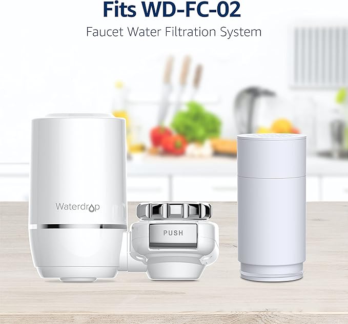 Waterdrop FF-02A Ultra Filtration Water Filter Replacement for Waterdrop WD-FC-02/FC-01/FC-06 Water Filters for Skin Care, 0.01μm Ultra-Filtration Water Filter, 9 Months, 3 Pack