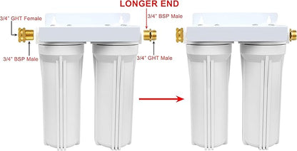External RV Dual Water Filter System for RVs Boats Motor Homes Marines,Included Two Fliters and Mounting Bracket