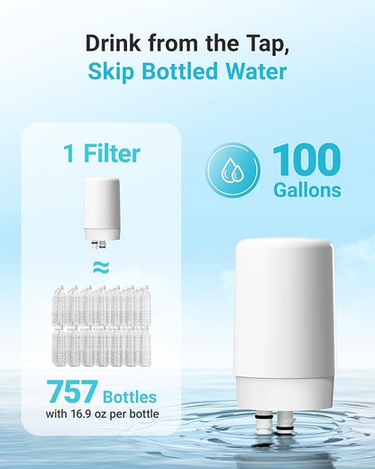 AQUA CREST 7027W Faucet Water Filter, Replacement for Brita® Filter, Brita® Faucet 36311 On Tap Water Filtration System, FR-200, FF-100 Replacement Filter, White, 4 Pack