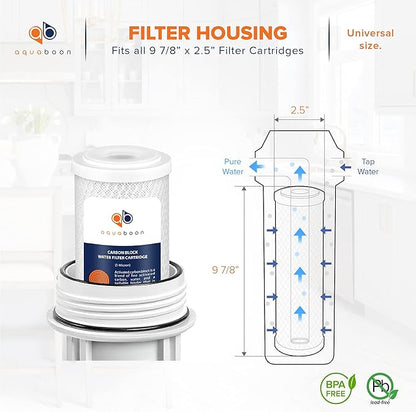 Aquaboon 5 Micron 10 x 2.5 Carbon Block Water Filter Cartridge CTO Whole House Water Filter Replacement Compatible with WHKF-WHWC, FXWTC, 6-PACK