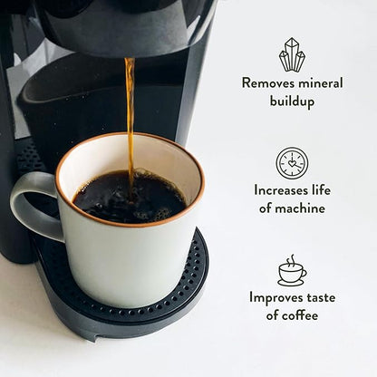 Universal Descaling Solution for Keurig, Nespresso, Breville, DeLonghi & Ninja (4 Uses) – Professional Coffee Descaler & Cleaner – Removes Limescale to Restore Flow & Temp – Odorless & Residue-Free