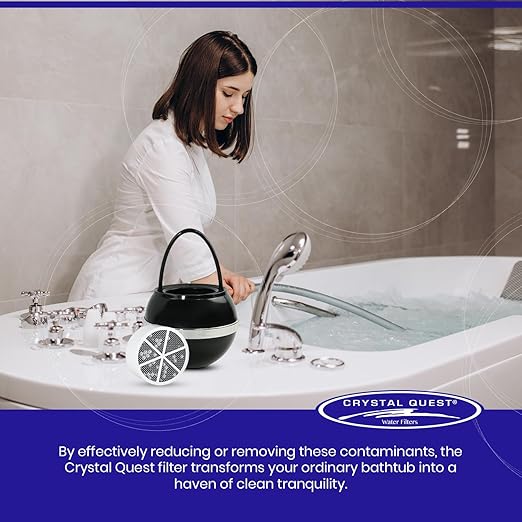 Crystal Quest Bath Ball Filter for Tub Faucet, Bathtub Water Filter, BPA-Free Bathtub Filter, Removes Chlorine, Lead & Impurities, Improves Skin, Hair & Nails, with Extra Cartridge - Pink