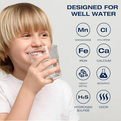 H&G lifestyles Whole House Iron Filter for Well Water,Inline Water Filter for Garden Hose,Reduce Heavy Metal Chlorine, Soften Water,Iron Water Filter and Softener System,50,000Gallons