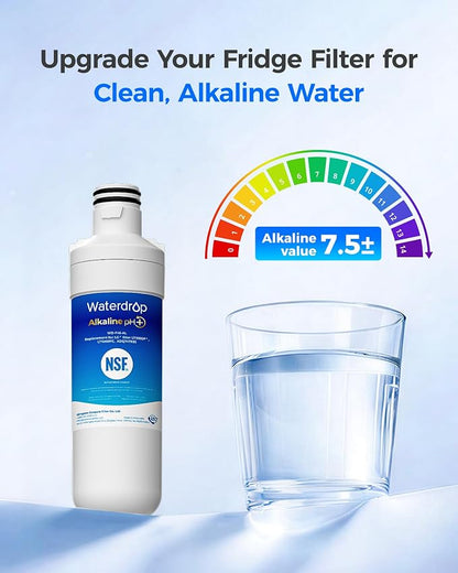 Waterdrop Alkaline LT1000PC ADQ747935 Refrigerator Water Filter, 2 Pack | Replacement for LG® LT1000P®/PC/PCS, LFXS26973S, LMXS28626S, LMWS27626S, LFXS28596S, ADQ74793501, ADQ74793502 and LT120F®