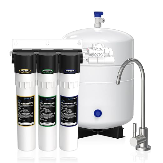 Pureal 3-Stage Under Sink Reverse Osmosis Water Filtration System with Stainless Steel Faucet, Reduces TDS for Cleaner, Great-Tasting, Auto Shut-Off Valve, Easy Install, Made in Korea (PPU-1100RO)
