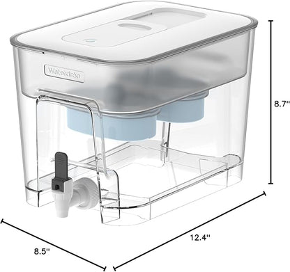 Waterdrop WFD-22W-DF-A Water Filter Dispenser, Alkaline 40-Cup Water Purifier, 2 Built-in Filters, 8X Faster Filtration, 200-Gallon Lifespan, Mineralized Alkaline Water, Reduces Chlorine, White