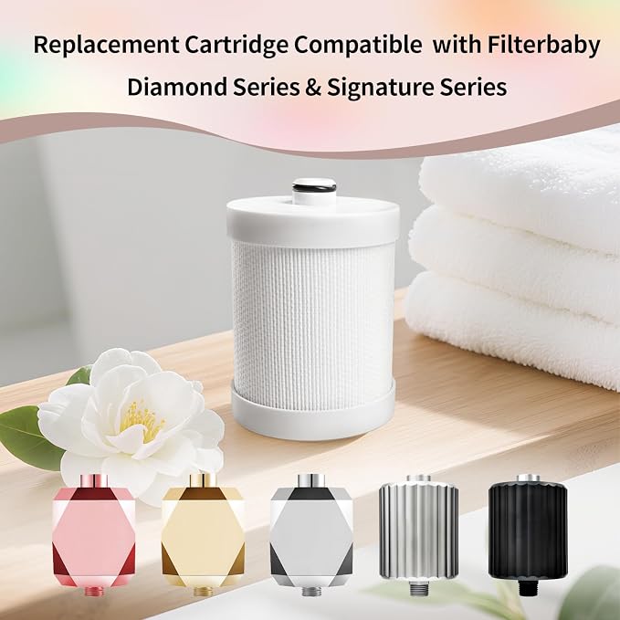 Replacement Cartridge Compatible with Filterbaby Diamond Series | Activated Carbon Refill, Reduces Chlorine & Chloramine For Healthier Skin & Hair