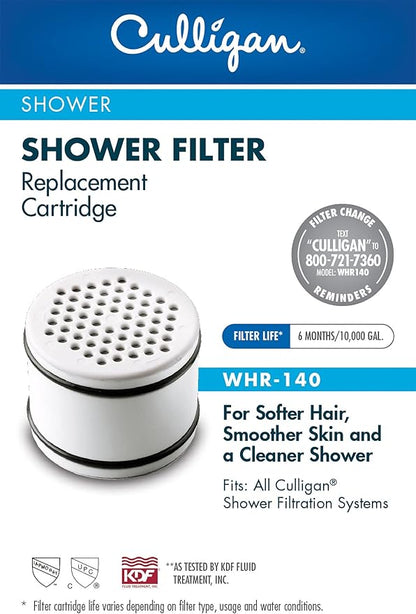 Culligan® Official Shower Filter Replacement WHR-140 Cartridge for Culligan Water Shower Filter Systems WHR-140,WSH-C125,ISH-100,HSH-C135,(Pack of 6)