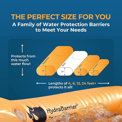Watershed Innovations Best Sandbag Alternative - Hydrabarrier Standard 12 Foot Length 4 Inch Height - Water Diversion Tubes That Are the Lightweight, Re-usable, and Eco-friendly (Single Unit),Orange