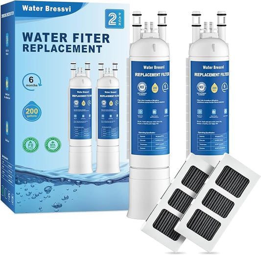 Water Filter Replacement Compatible with Frigidaire FPPWFU01, FPPWFU01, PurePour PWF-1, PureAdvantage PWF-1 Water Filter and PureAir Ultra II PAULTRA2 Air Filter Combo (2+2)