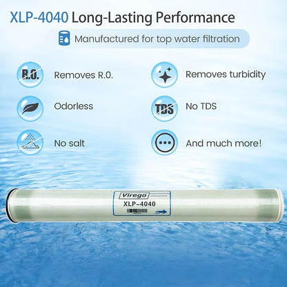 XLP-4040, XLP 4040 Membrane for Extreme Low Pressure Commercial Membrane, Salt Rejection 99%, 2300GPD, TDS≤1000ppm, 4040 XLP Membrane Good for Municipal Tap Water/Low-TDS Groundwater