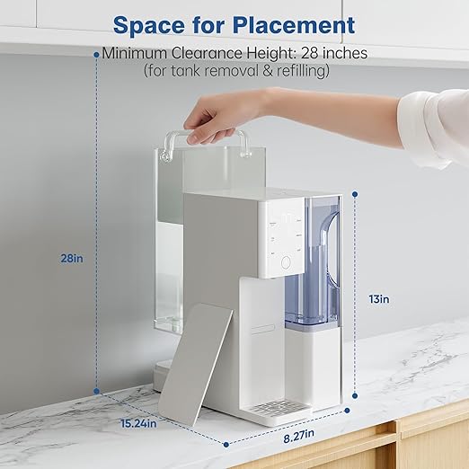 Tanoxo Reverse Osmosis Water Filter Countertop System, 5-Stage RO Filtration, Instant Hot Water with 4 Temperature Settings, BPA-Free, White, for Home Kitchen