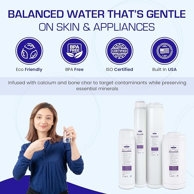 Crystal Quest Calcium GAC Fluoride Reduction Filter - Efficient Fluoride Removal or Reduction - Compact Design - Long-Lasting Capacity - 4-5/8" x 20"